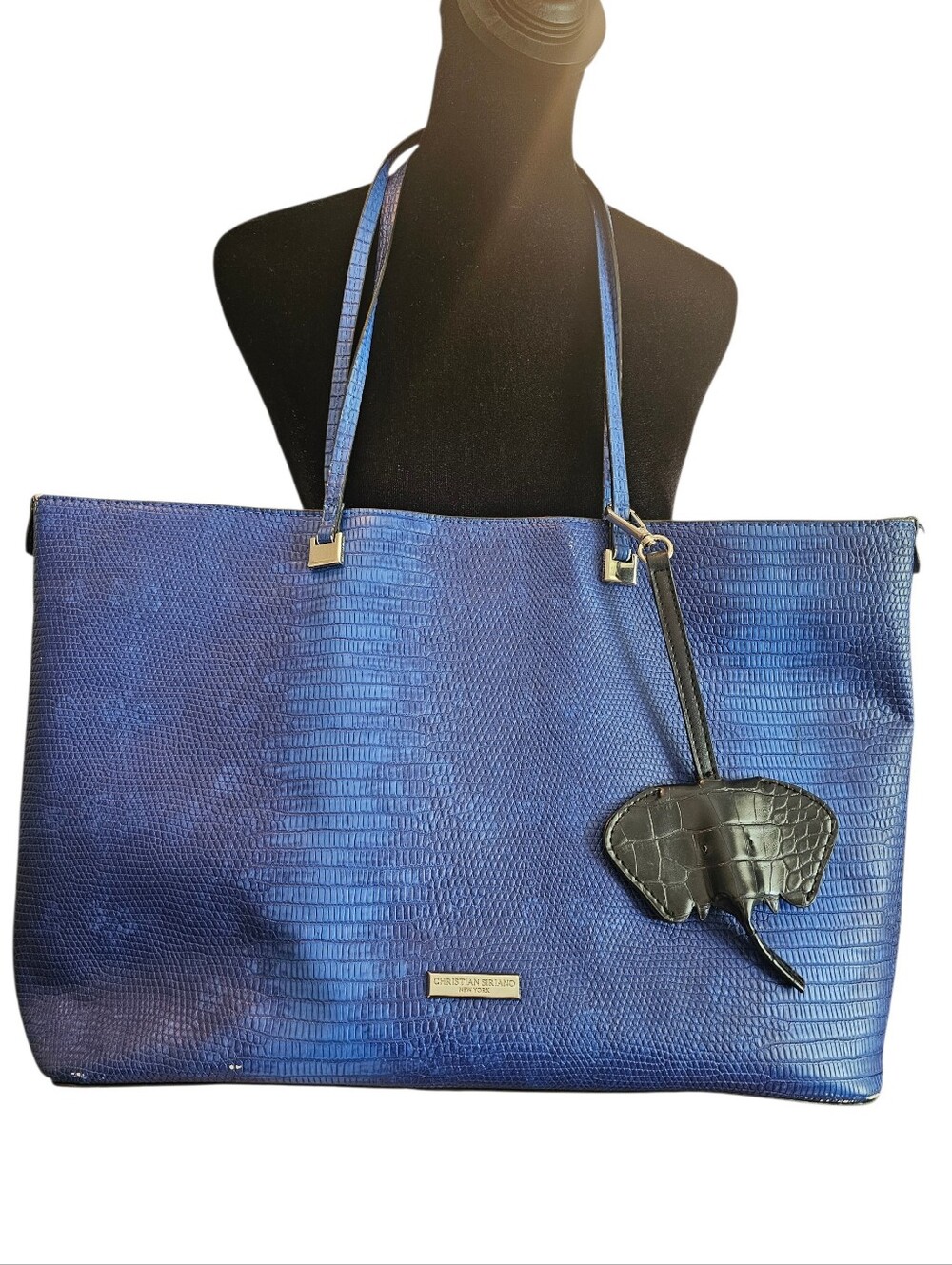 Christian Siriano Blue Tote Bag with Elephant  Charm